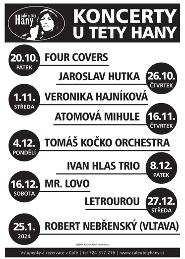 Koncerty u tety Hany - zimní sezóna 2023/2024