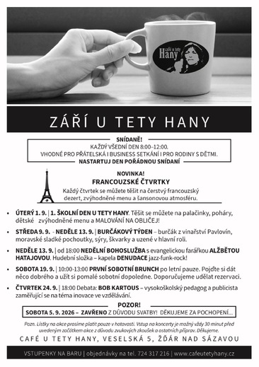 ZÁŘÍ U TETY HANY 2026